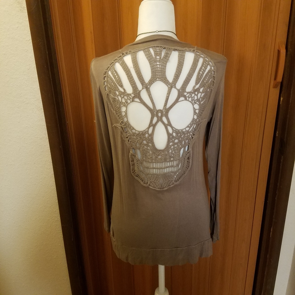 ZINGA SKULL TAN CARDIGAN